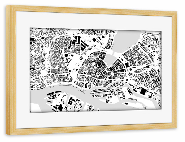 Poster mit Rahmen kiefer "Hamburg building footprints" artboxONE - Städte,Städte / Hamburg,Kartografie