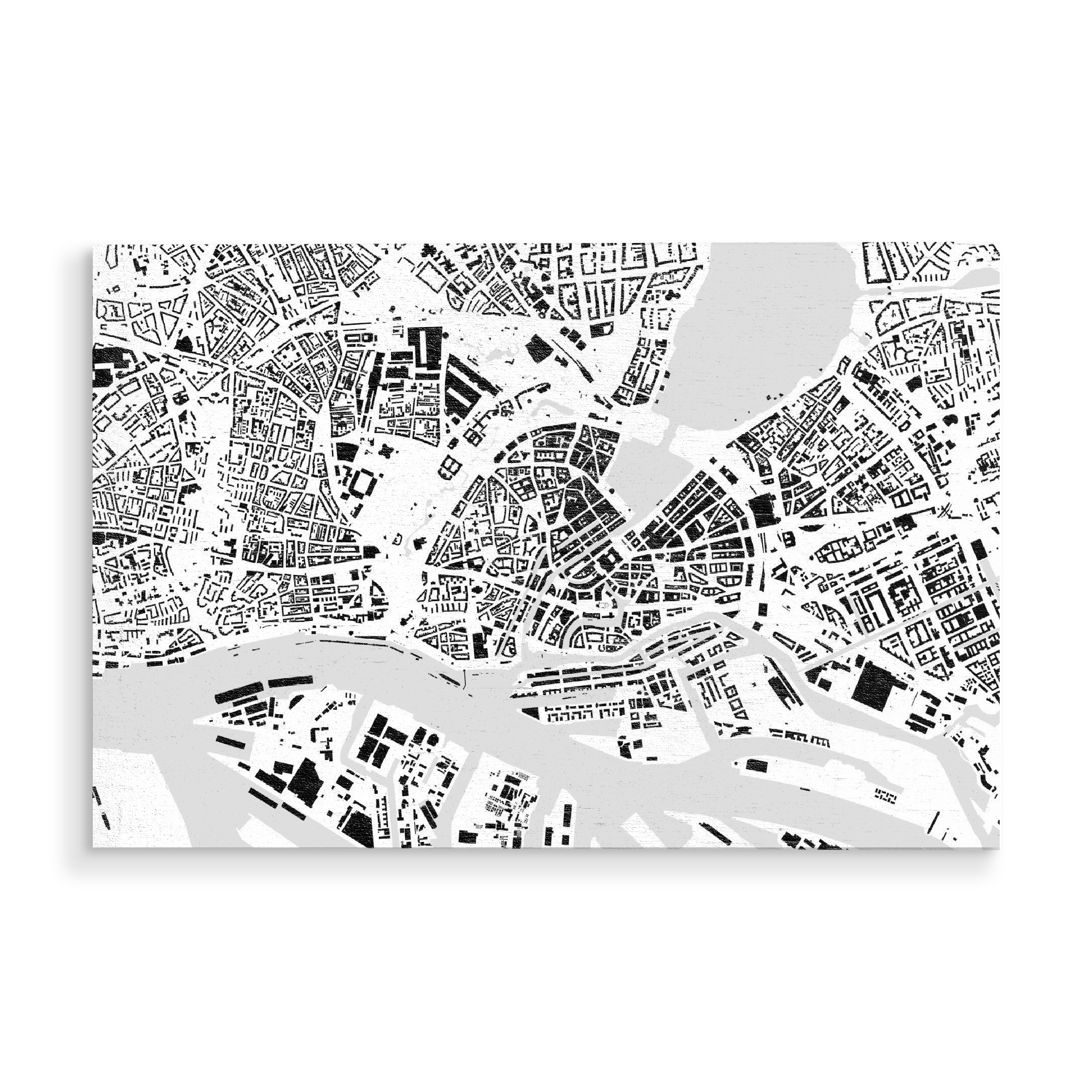 Holzbild "Hamburg building footprints" artboxONE - Städte,Städte / Hamburg,Kartografie