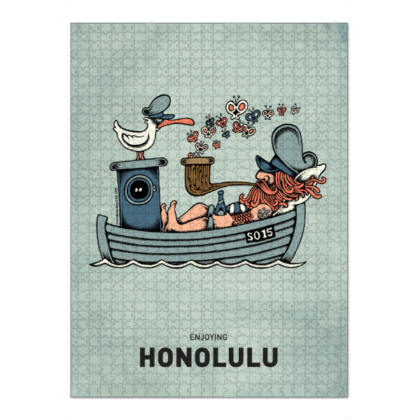 Puzzle Ravensburger "Honolulu Butterfly Ship" artboxONE - Städte,Reise,Streetart,Für Papa,Lustig