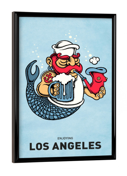 Poster mit schwarzem Rahmen "Los Angeles Sailor Mermaid" artboxONE - Reise,Streetart,Städte / Los Angeles,Für Papa,Lustig