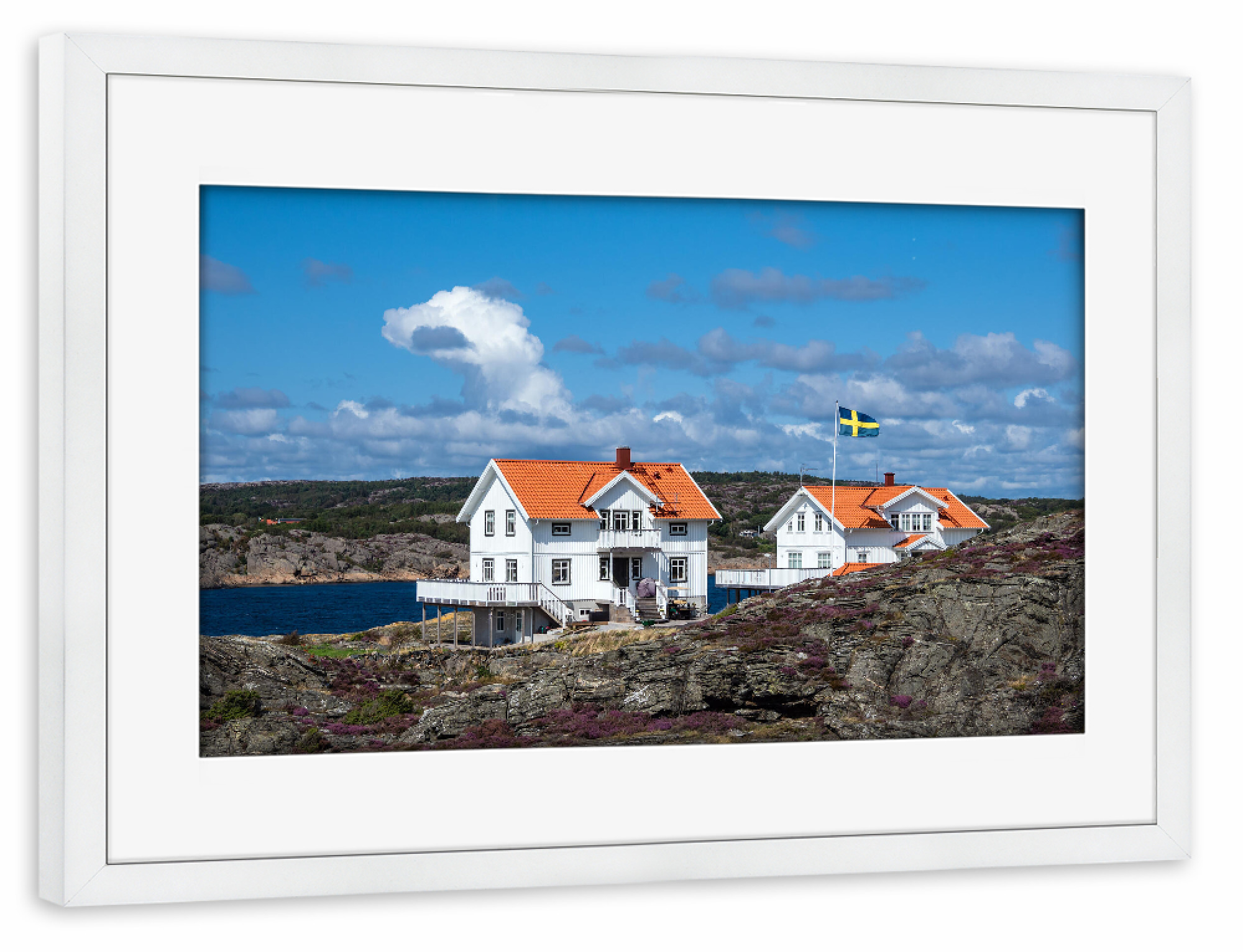 Poster mit Rahmen weiß "Die Insel Dyrön in Schweden" artboxONE - Natur,Reise,Architektur