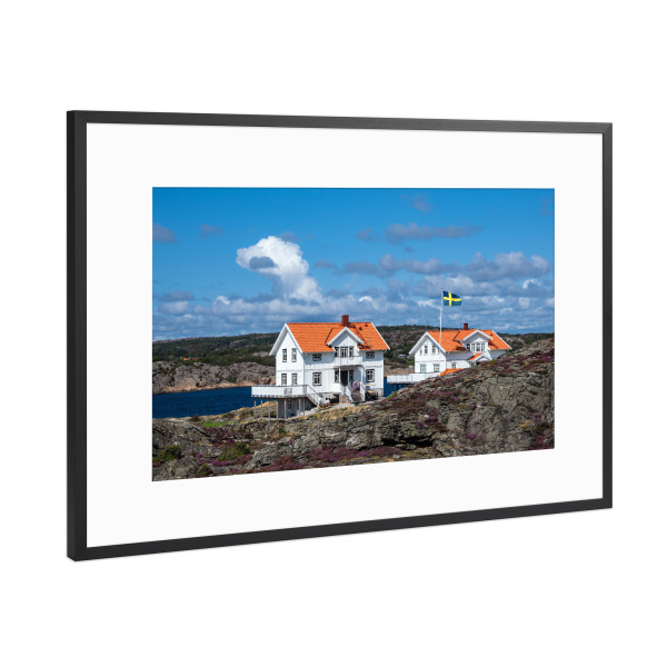 Poster mit Rahmen Schwarz (Metallic) "Die Insel Dyrön in Schweden" artboxONE - Natur,Reise,Architektur