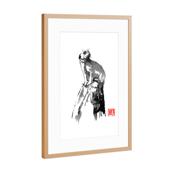Poster mit Rahmen Kupfer "Surikat" artboxONE - Tiere - Suricata,Sumie,Japan,Tier,Animal,Schwarzweiß,Blackandwhite,Erdmännchen