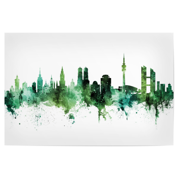 Poster 30x20 cm "Munich Germany Skyline Green" artboxONE - Städte