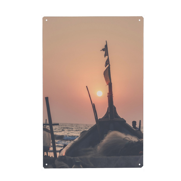 Metall Poster "Sailing at Sunset" artboxONE - Natur,Reise,Reise / Strand und Meer,Reise / Länder