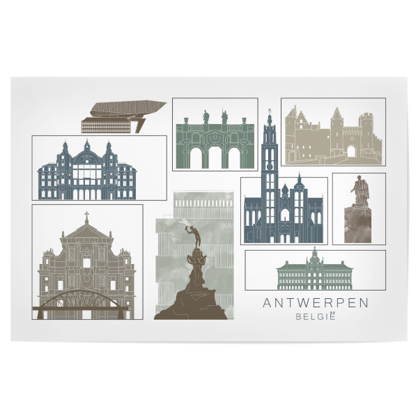 Poster "Antwerp skyline navy" artboxONE - Städte,Reise,Architektur