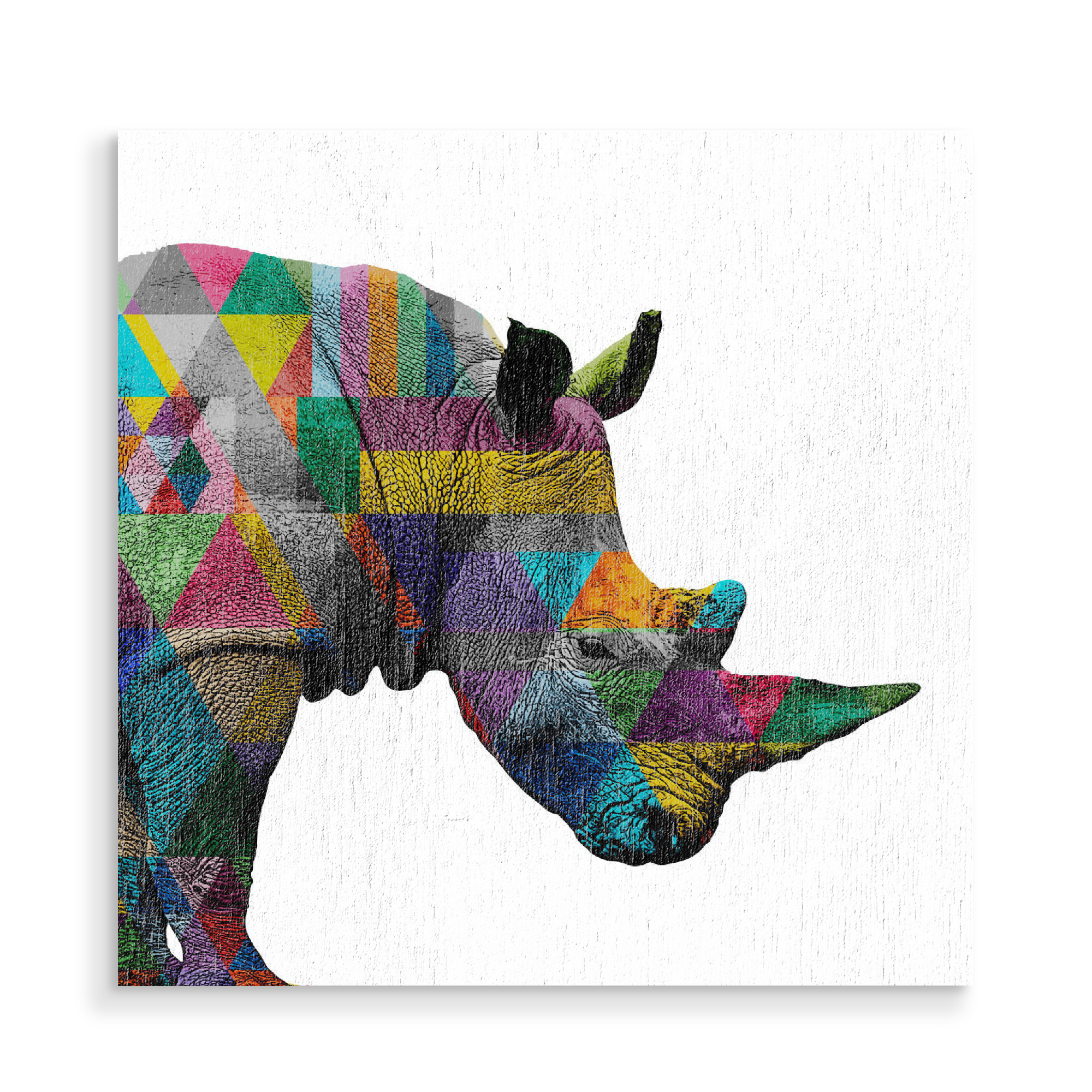 Holzbild "Bunt Weißes Nashorn" artboxONE - Tiere,Streetart - Graffiti,Nashorn,Rhino,Tier,Animal,Natur,Nature,Abstract,Abstrakt,Streetart,Bunt,Colorful