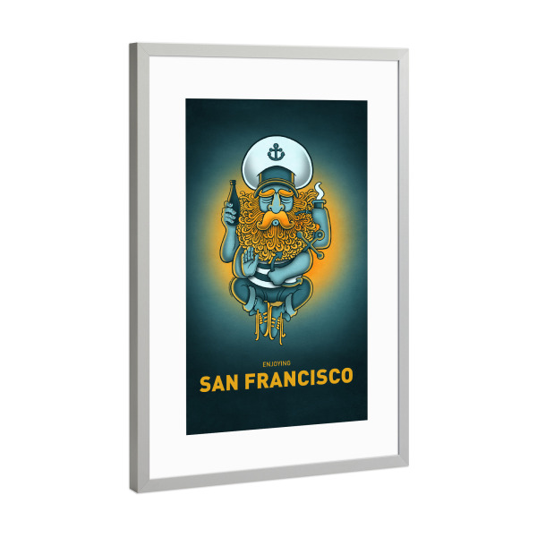Poster mit Rahmen Silber "San Francisco Sailorgod" artboxONE - Städte,Reise,Streetart,Städte / San Francisco,Lustig
