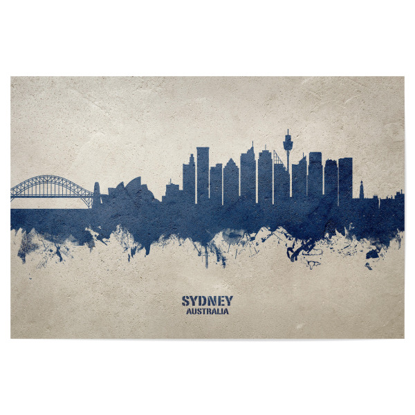 Poster 30x20 cm "Sydney Australia Skyline PaintBlue" artboxONE - Städte,Städte / Sydney