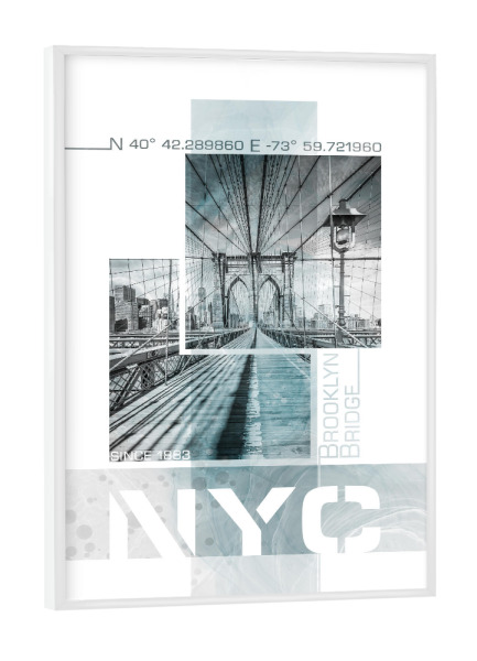 Poster mit weißem Rahmen "Brooklyn Bridge | Marmor türkis" artboxONE - Städte,Städte / New York