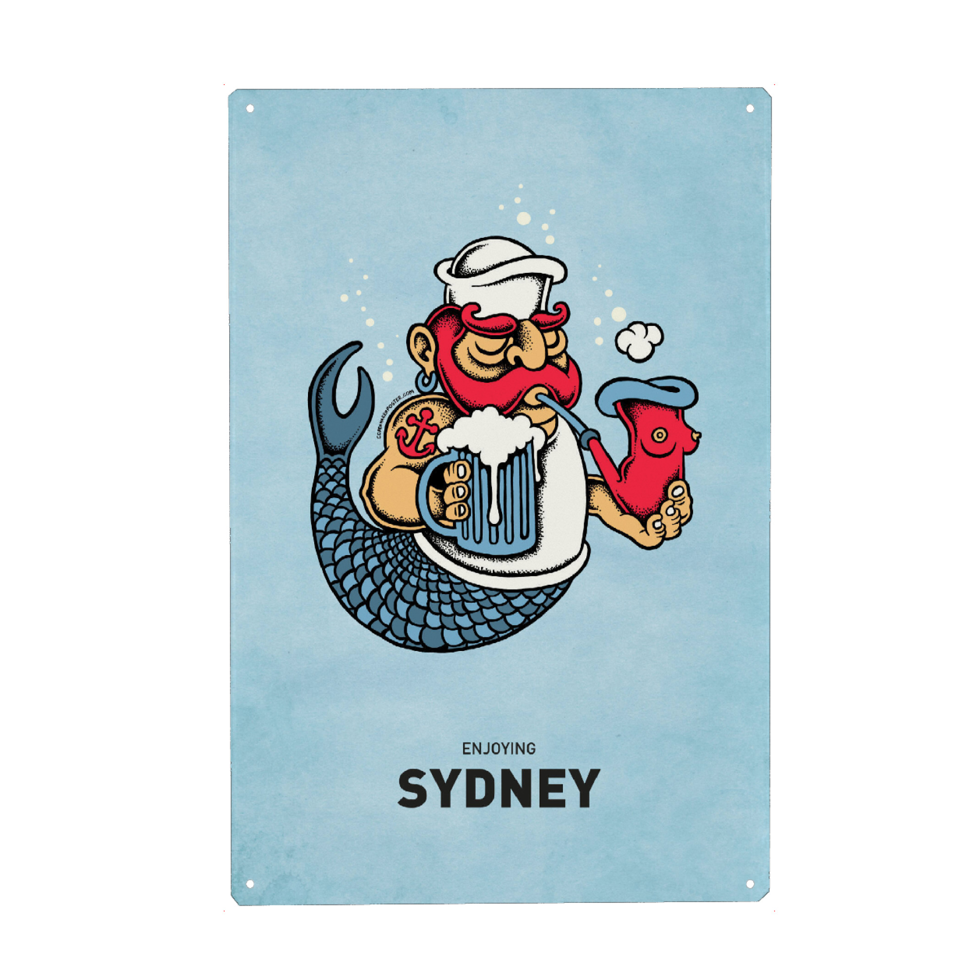 Metall Poster "Sydney Sailor Mermaid" artboxONE - Städte,Reise,Streetart,Städte / Sydney,Lustig