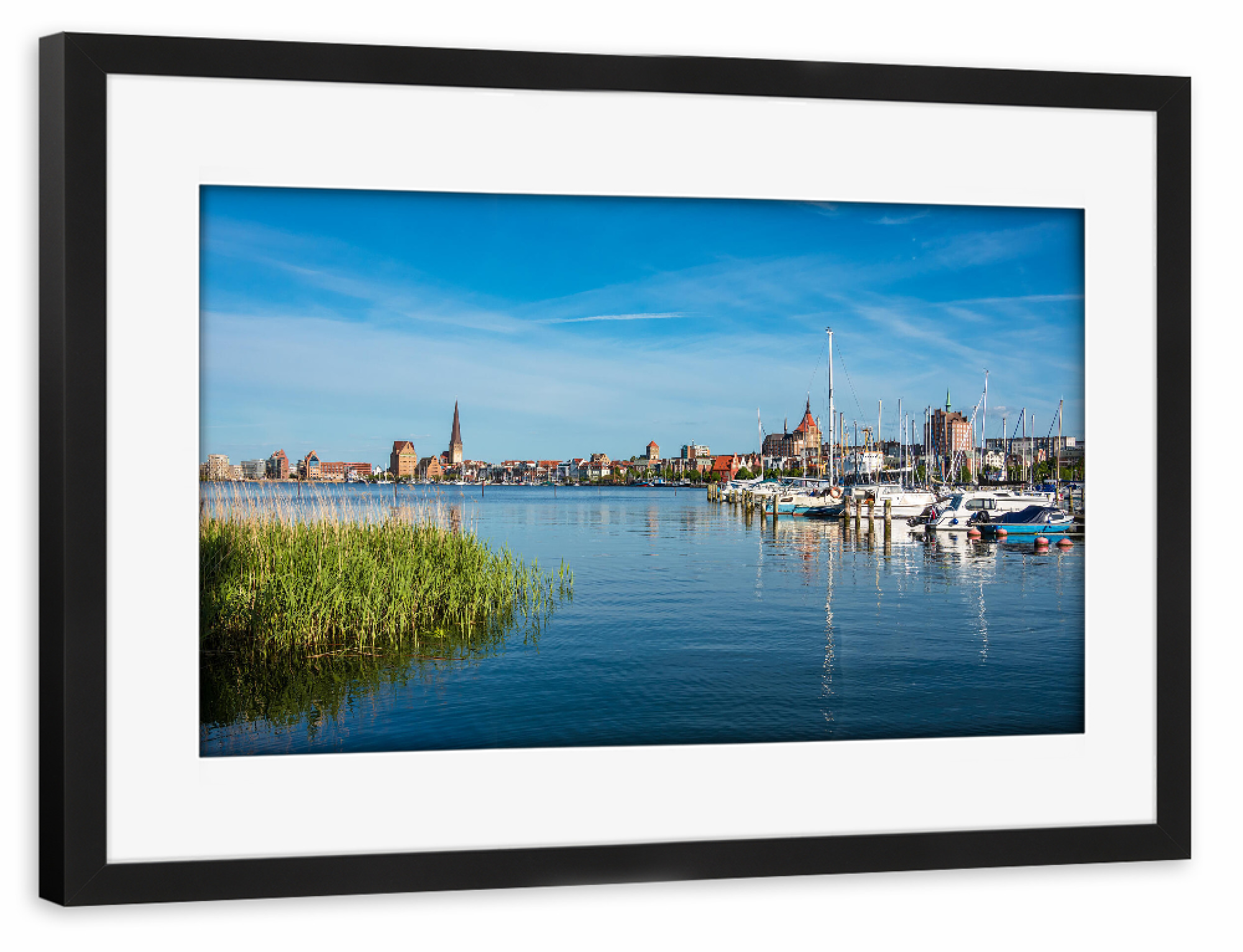 Poster mit Rahmen schwarz "Blick auf Rostock" artboxONE - Städte,Natur,Architektur,Städte / Weitere