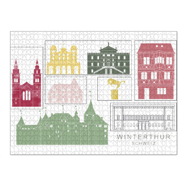 Puzzle Ravensburger "Winterthur skyline burgundy" artboxONE - Städte,Reise,Architektur