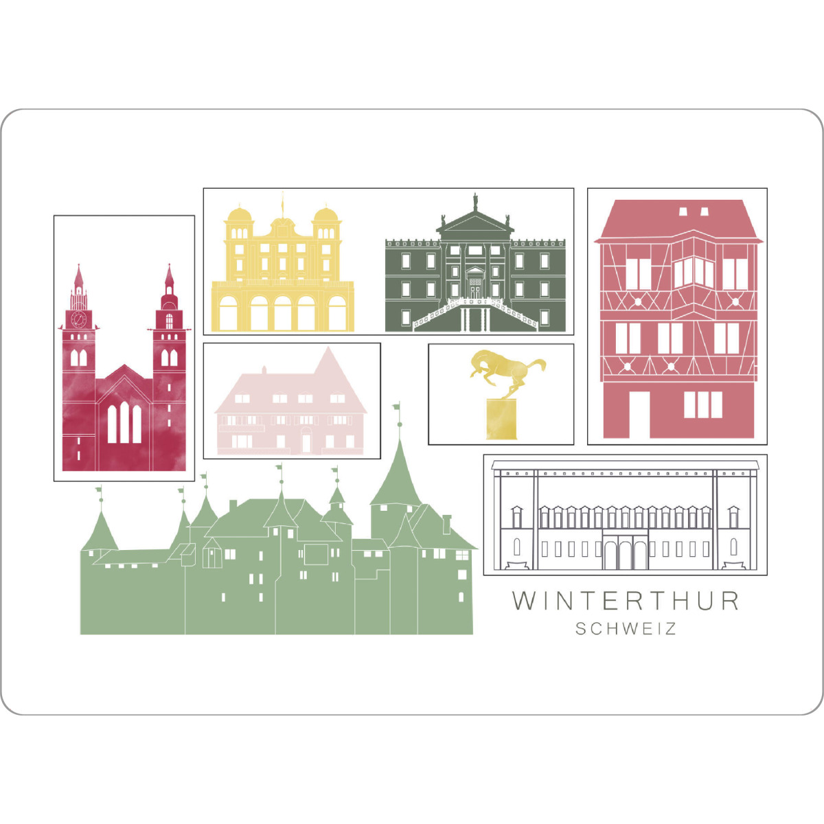 Tischset "Winterthur skyline burgundy" artboxONE - Städte,Reise,Architektur
