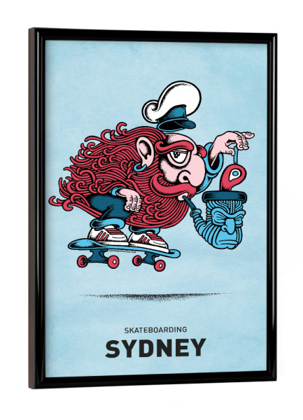 Poster mit schwarzem Rahmen "Sydney Skateboard Pipe" artboxONE - Streetart,Städte / Sydney - Skateboard,Sydney,Sailor,Seemann,Skate,Streetart