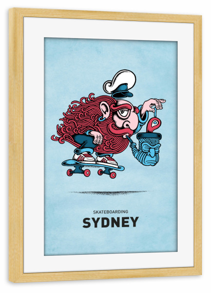 Poster mit Rahmen kiefer "Sydney Skateboard Pipe" artboxONE - Streetart,Städte / Sydney - Skateboard,Sydney,Sailor,Seemann,Skate,Streetart