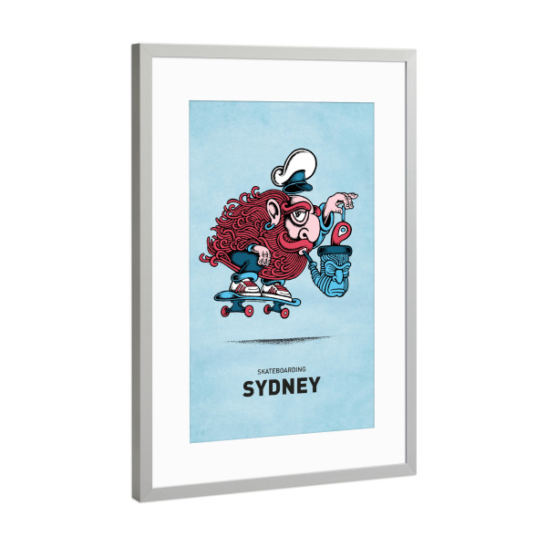 Poster mit Rahmen Silber "Sydney Skateboard Pipe" artboxONE - Streetart,Städte / Sydney - Skateboard,Sydney,Sailor,Seemann,Skate,Streetart