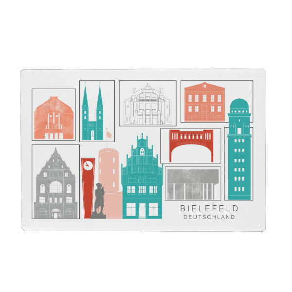Metall Poster "Bielefeld skyline coral" artboxONE - Städte,Reise,Architektur