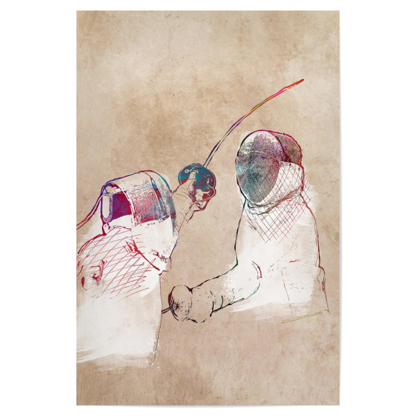 Poster "Two fencers" artboxONE - Sport,Sport / Motivation - Active,Sports,Player,Team,Fencing,Fencer,Beige,Fechten,Fighting,Fight,Sport