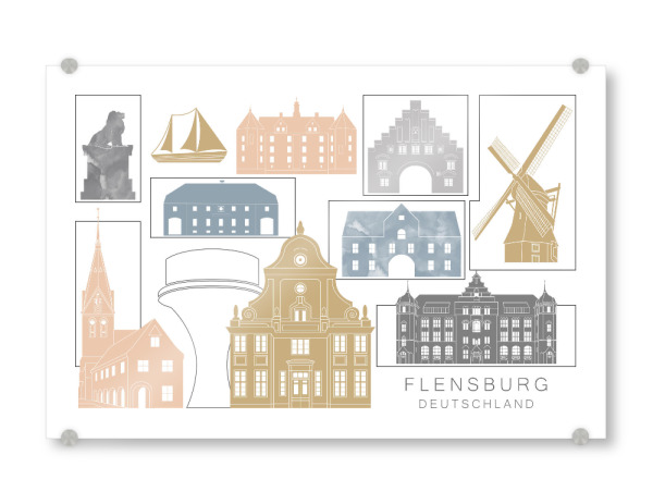 Acrylglasbild "Flensburg skyline earth" artboxONE - Städte,Reise,Architektur
