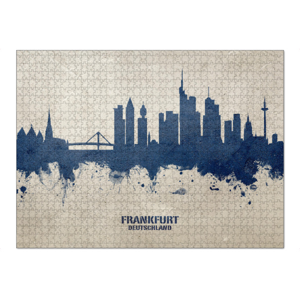 Puzzle Ravensburger "Frankfurt Skyline PaintBlue" artboxONE - Städte - Frankfurt,Deutschland,Skyline,Cityscape,Stadtbild,Watercolor,City,Stadt,Germany