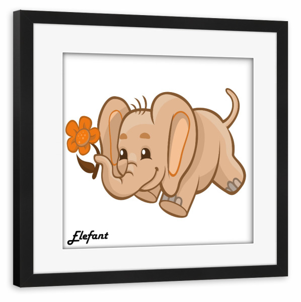 Poster mit Rahmen schwarz "Elefant Afrika" artboxONE - Für Kinder,Tiere,Comic - Elefant,Afrika,Comic,Elephant,Africa,Tier,Animal,Kinder,Nursery