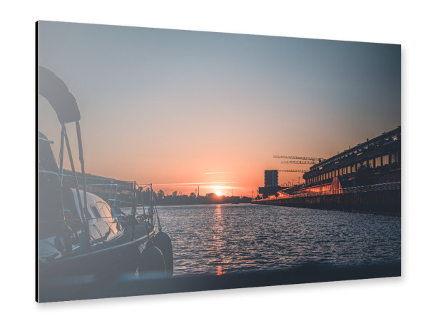 Alu-Dibond "Sonnenuntergang im Hafen" 30x20 cm artboxONE