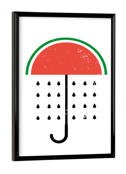 Poster mit schwarzem Rahmen "Wassermelonen Regenschirm Motiv" artboxONE - Natur,Essen & Trinken / Obst & Gemüse,Lustig