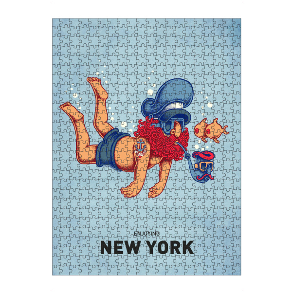 Puzzle Ravensburger "New York Diver" artboxONE - Städte,Städte / New York,Reise,Streetart,Lustig
