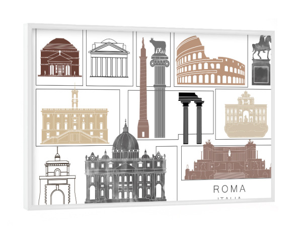 Poster mit weißem Rahmen "Rome skyline black & brown" artboxONE - Städte,Reise,Architektur,Städte / Rom