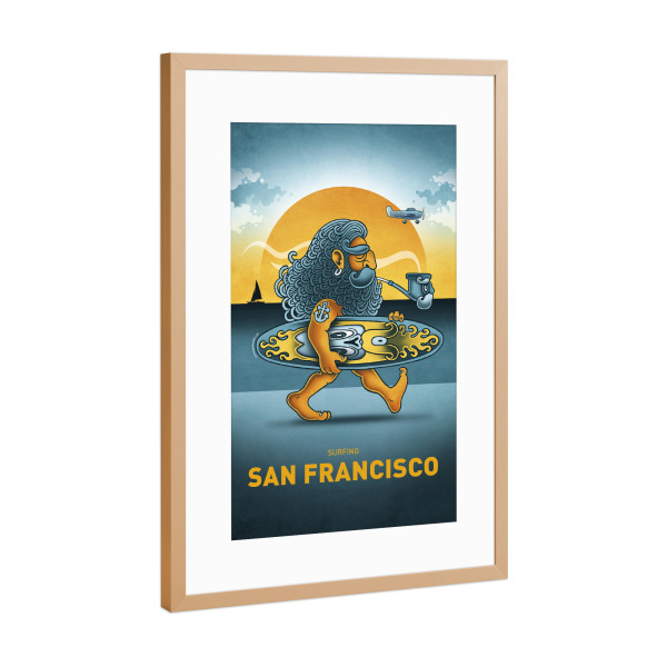 Poster mit Rahmen Kupfer "San Francisco Surfer" artboxONE - Städte,Städte / San Francisco