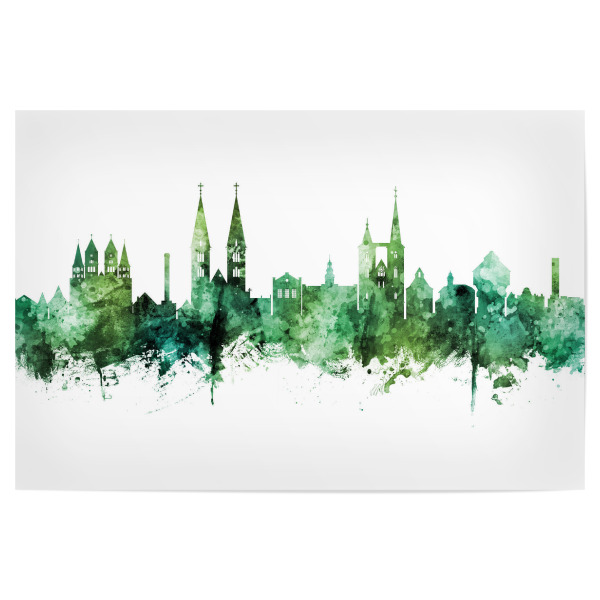 Poster 30x20 cm "Halberstadt Germany Skyline Green" artboxONE - Städte