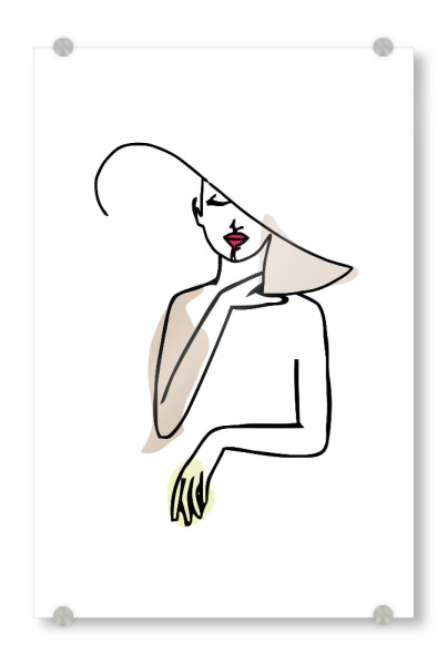 Acrylglasbild "Frau mit Hut" artboxONE - Abstrakt,Menschen - Frau,Hut,Woman,Line,Art,Abstract,Abstrakt,Female,Beauty,Linien,Minimal,Minimalistisch