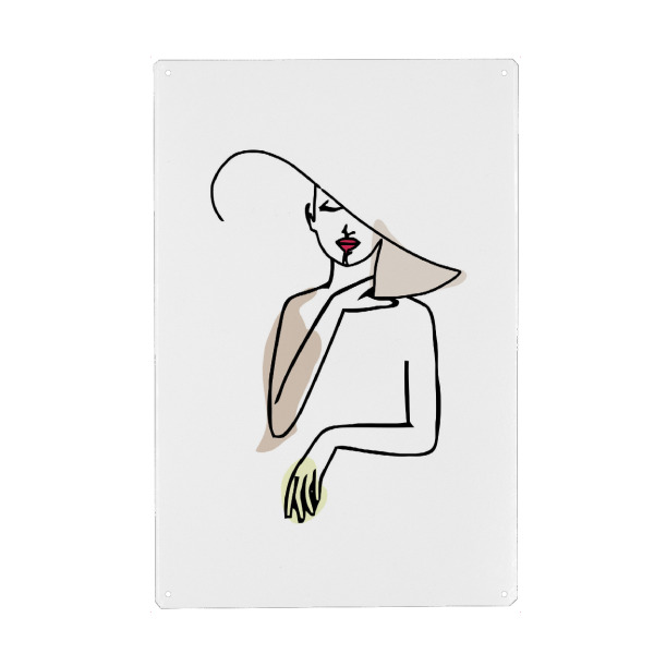 Holzbild "Frau mit Hut" artboxONE - Abstrakt,Menschen - Frau,Hut,Woman,Line,Art,Abstract,Abstrakt,Female,Beauty,Linien,Minimal,Minimalistisch