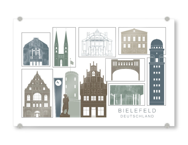 Acrylglasbild "Bielefeld skyline, navy" artboxONE - Städte,Reise,Architektur