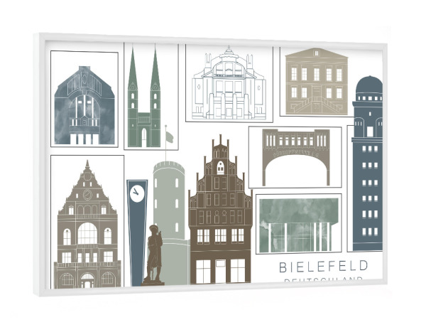 Poster mit weißem Rahmen "Bielefeld skyline, navy" artboxONE - Städte,Reise,Architektur