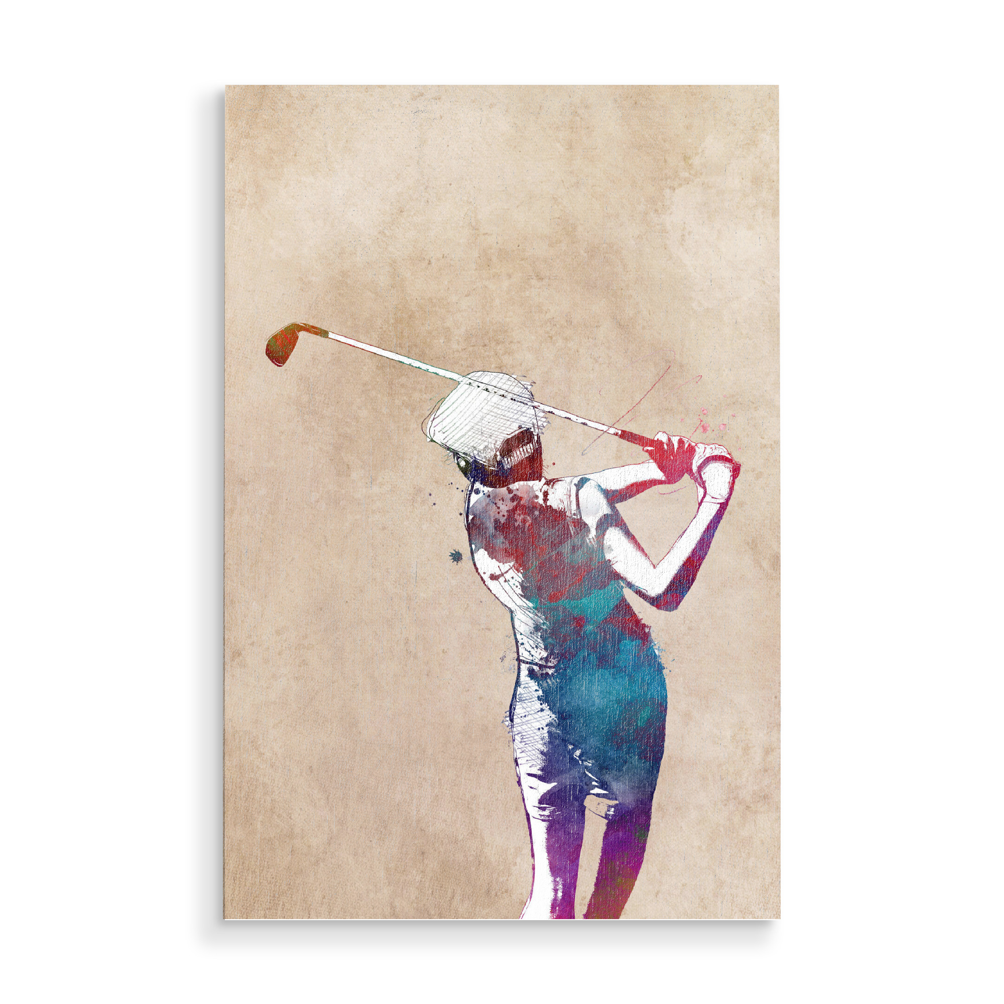 Holzbild "Golf player digital art" artboxONE - Sport,Sport / Sommerspiele - Sport,Active,Sports,Player,Team,Golf,Golfer,Golfist,Spiel