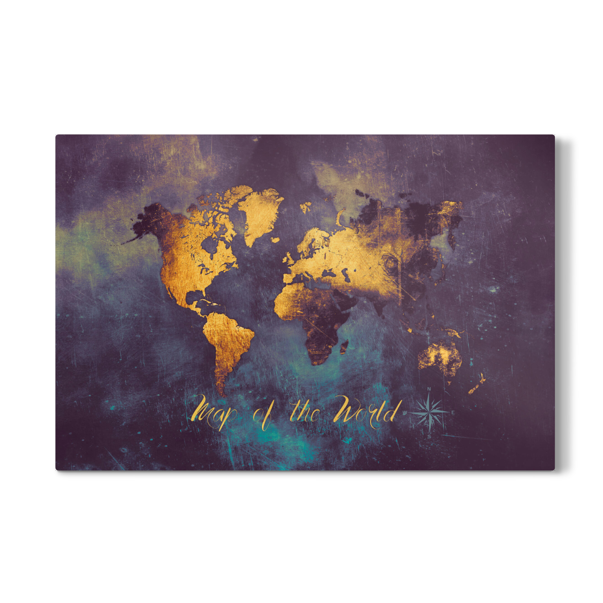 Galerie-Print "Map of the world gold dark blue" 75x50 cm artboxONE
