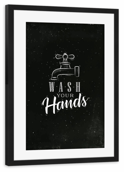 Poster mit Rahmen schwarz "Bathroom faucet graphic chalk" artboxONE - Für Kinder,Schwarzweiß,Streetart,Für Mama,Für Papa