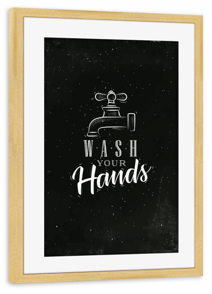 Poster mit Rahmen kiefer "Bathroom faucet graphic chalk" artboxONE - Für Kinder,Schwarzweiß,Streetart,Für Mama,Für Papa