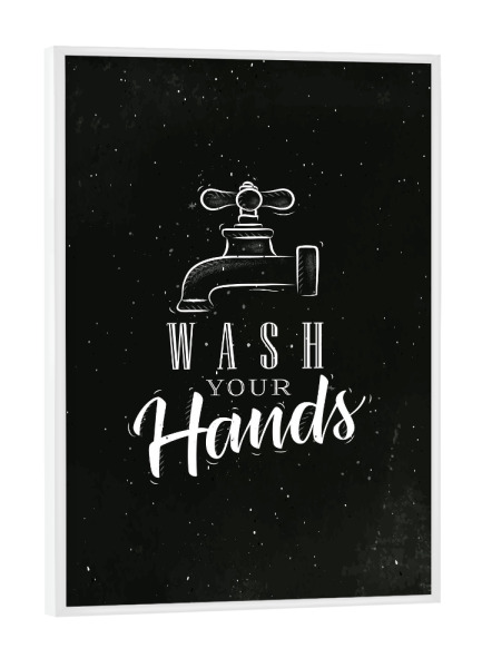 Poster mit weißem Rahmen "Bathroom faucet graphic chalk" artboxONE - Für Kinder,Schwarzweiß,Streetart,Für Mama,Für Papa