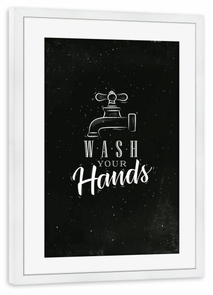 Poster mit Rahmen weiß "Bathroom faucet graphic chalk" artboxONE - Für Kinder,Schwarzweiß,Streetart,Für Mama,Für Papa