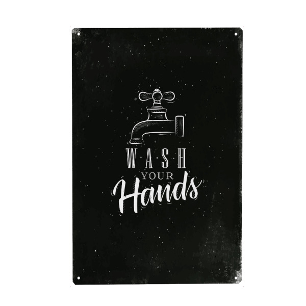 Metall Poster "Bathroom faucet graphic chalk" artboxONE - Für Kinder,Schwarzweiß,Streetart,Für Mama,Für Papa