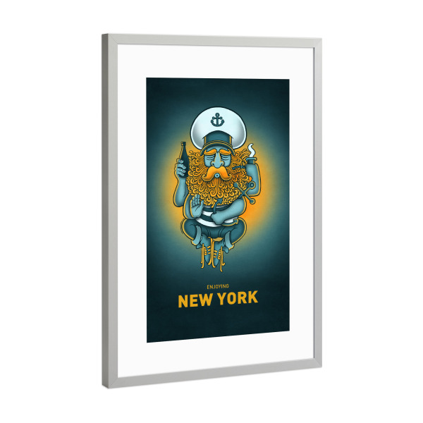 Poster mit Rahmen Silber "New York Sailorgod" artboxONE - Städte,Städte / New York,Reise,Streetart,Lustig