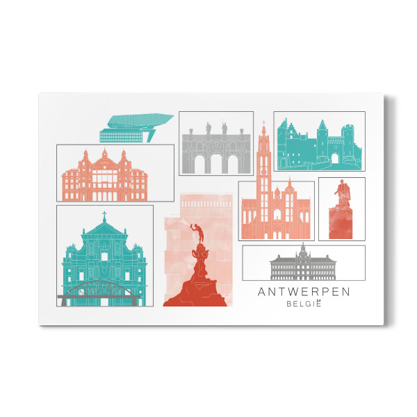 Galerie-Print "Antwerp skyline coral" 30x20 cm artboxONE