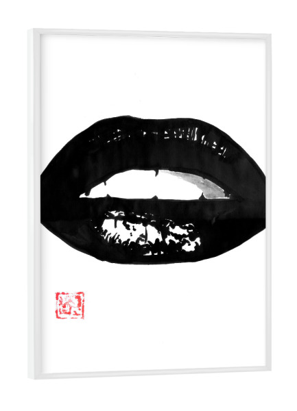 Poster mit weißem Rahmen "Female mouth" artboxONE - Menschen