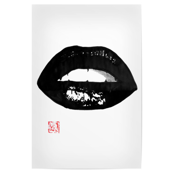 Poster "Female mouth" artboxONE - Menschen - Lips,Teeth,Mouth,Sumie,Japan,Lippen,Mund,Zähne,Frau,Woman,Female,Schwarzweiß,Blackandwhite