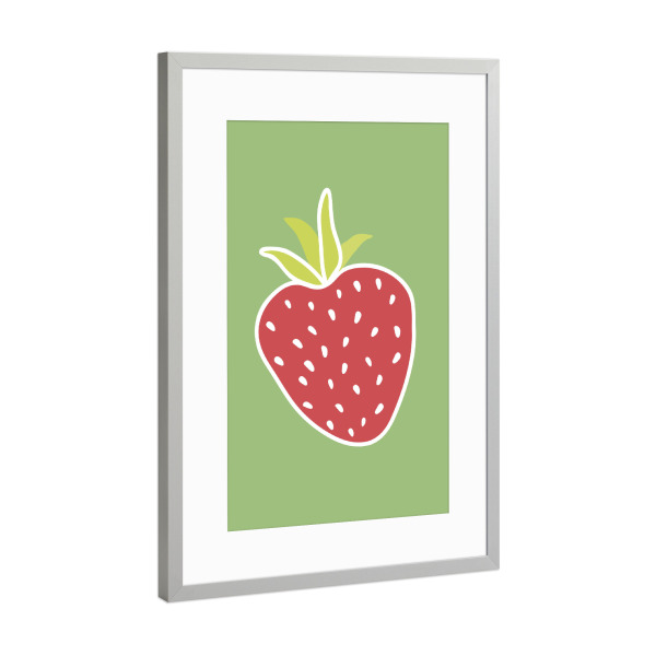 Poster mit Rahmen Silber "Erdbeere" artboxONE - Abstrakt,Essen & Trinken / Obst & Gemüse - Erdbeere,Obst,Fruit,Fresh,Sommer,Küche,Strawberry