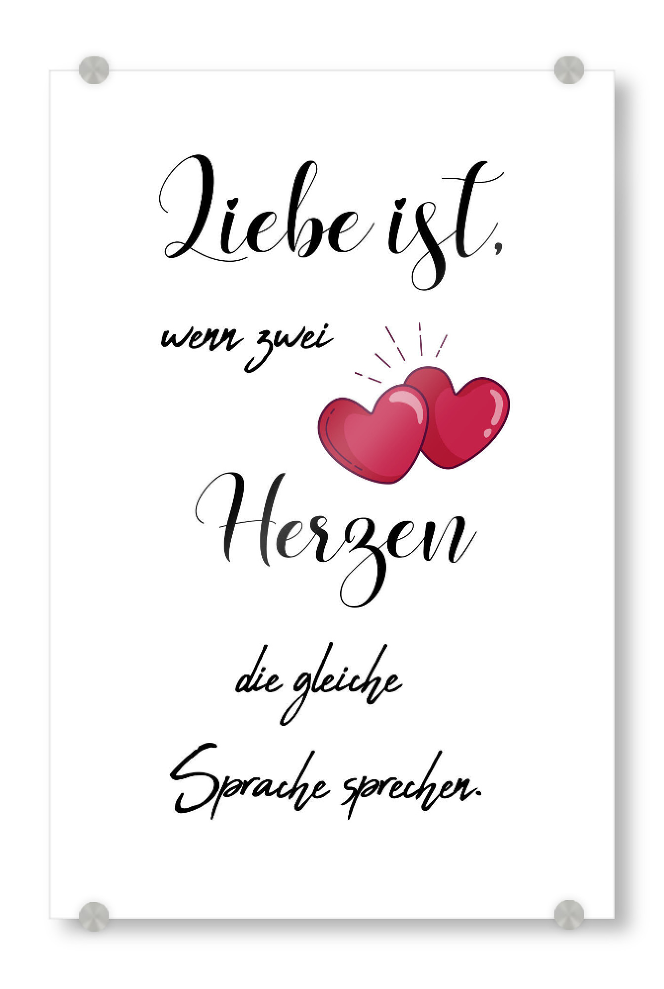 Acrylglasbild "Zwei Herzen" artboxONE - Typografie,Liebe - Herz,Liebe,Sprache,Reden,Mann,Typografie,Typo,Frau,Paar,Love,Handschrift,Heart