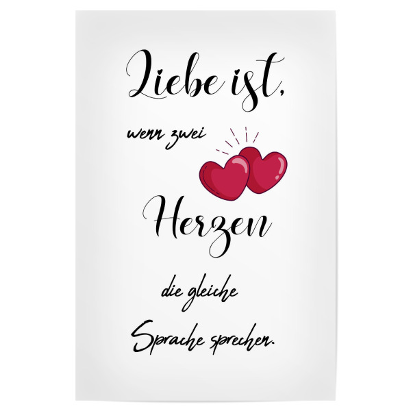 Poster 30x20 cm "Zwei Herzen" artboxONE - Typografie,Liebe - Herz,Liebe,Sprache,Reden,Mann,Typografie,Typo,Frau,Paar,Love,Handschrift,Heart